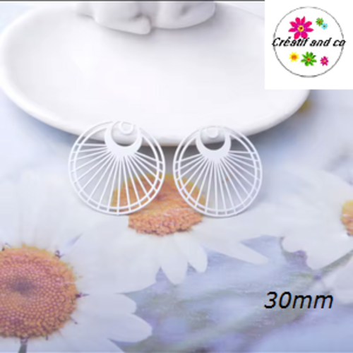 Breloque estampe cercle évidé blanc 30mm