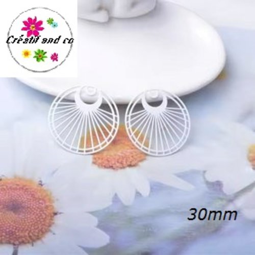 Breloque estampe cercle évidé blanc 30mm