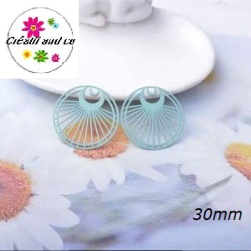 Breloque estampe cercle évidé vert paon 30mm