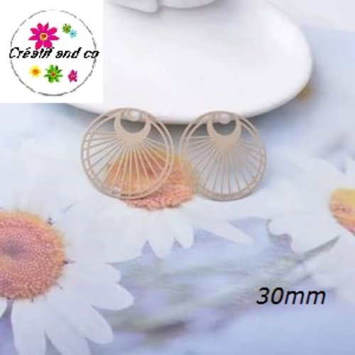 Breloque estampe cercle évidé marron kraft 30mm