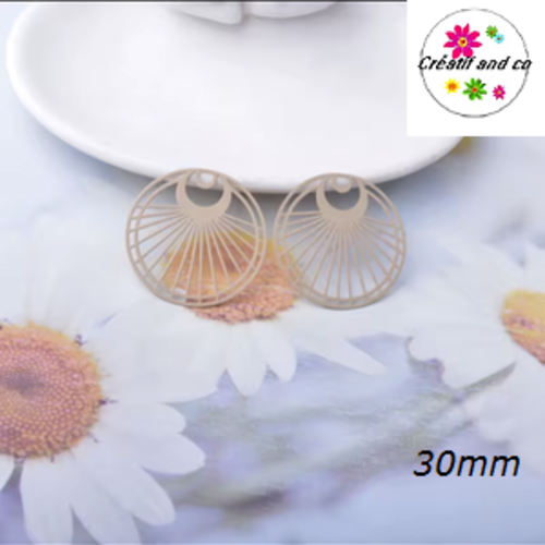 Breloque estampe cercle évidé marron kraft 30mm