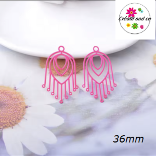 Breloque estampe éventail rose flashy 36mm