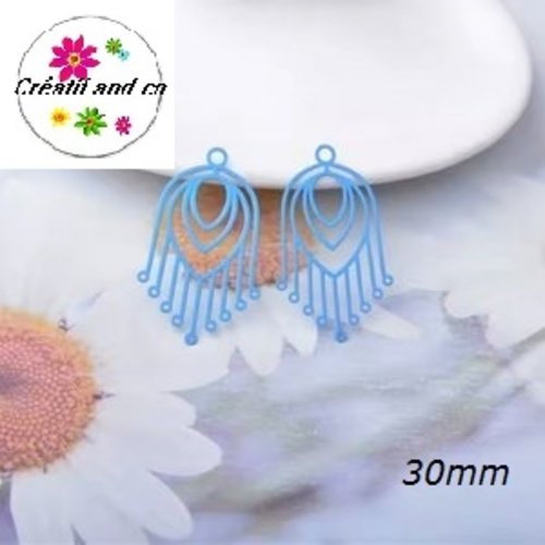 Breloque estampe éventail bleu roi 36mm