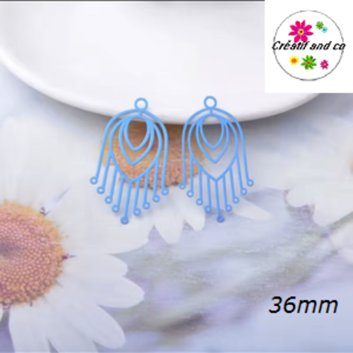 Breloque estampe éventail bleu roi 36mm