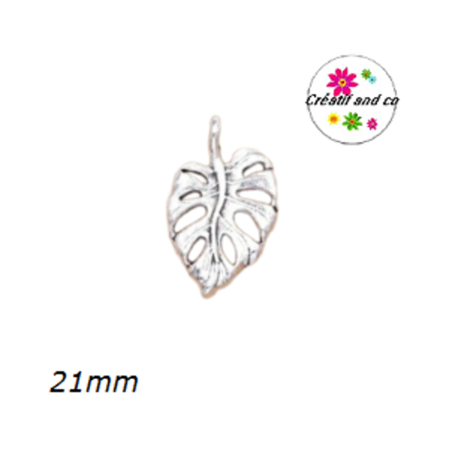 Breloque feuille de palmier acier inoxydable 21mm