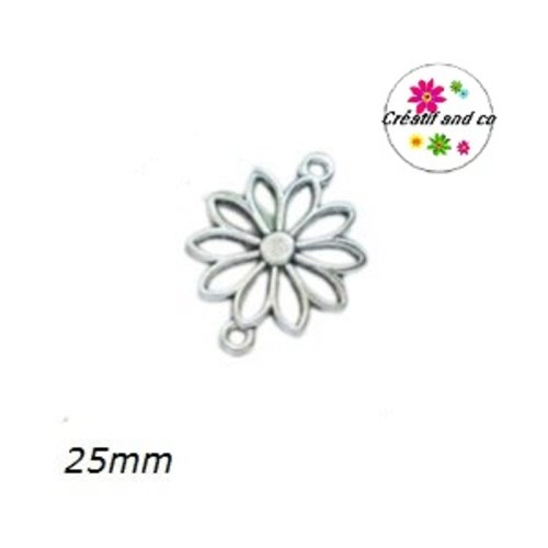 Connecteur fleur argentée 25x19mm