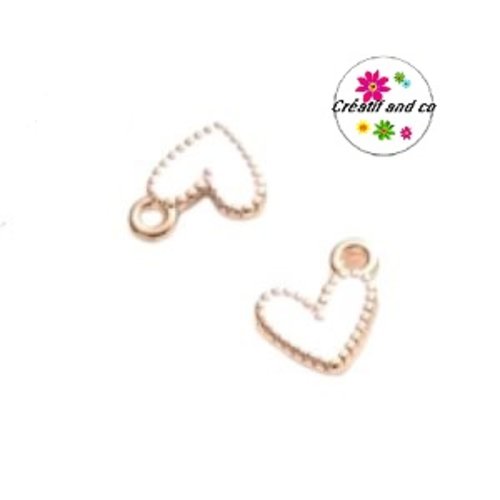 Breloque petit coeur blanc émail 9mm