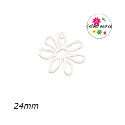 Breloque fleur argentée 24mm