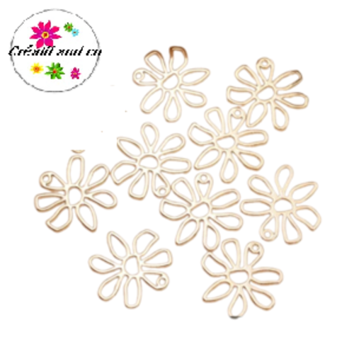 Breloque fleur dorée 24mm