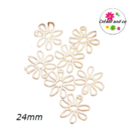 Breloque fleur dorée 24mm