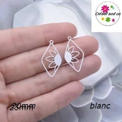 Breloque estampe losange blanc et sa fleur de soleil 20mm