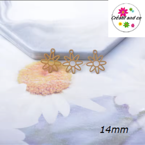 Breloque estampe fleur marron 14mm