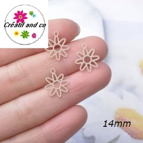 Breloque estampe fleur kraft 14mm