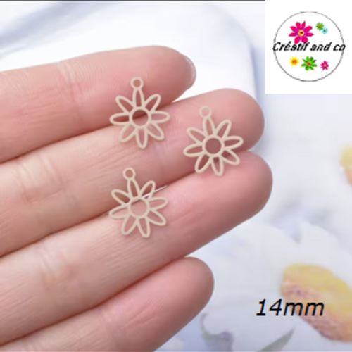 Breloque estampe fleur kraft 14mm