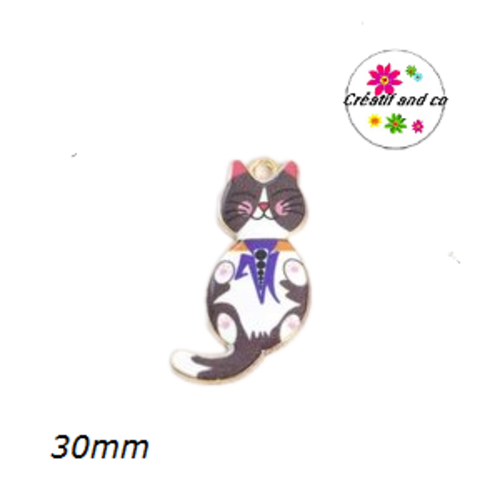 Breloque chat émail  30mm