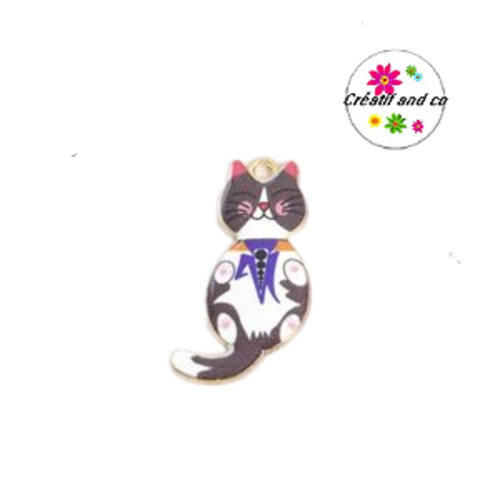 Breloque chat émail  30mm