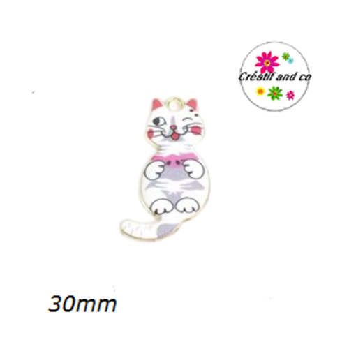 Breloque chat émail  30mm