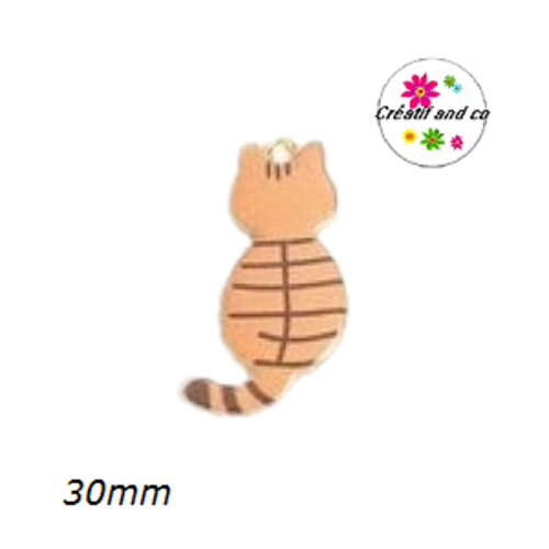 Breloque chat rayé émail 30mm