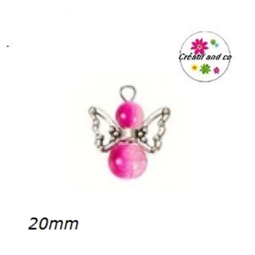 Breloque pendentif ange fuschia