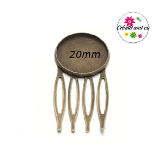 Peigne bronze à 4 dents pour cabochon 20mm