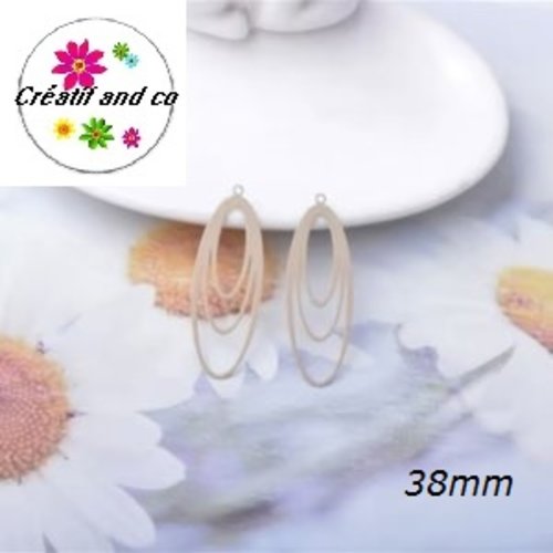 Breloque estampe ovale marron clair  38mm