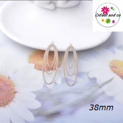 Breloque estampe ovale marron clair  38mm