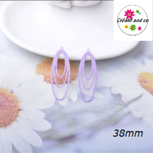 Breloque estampe ovale parme 38mm