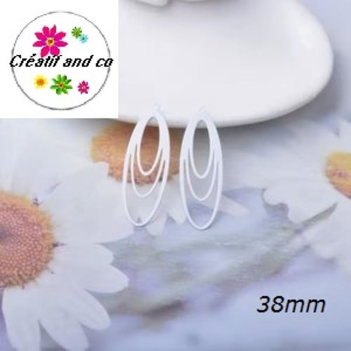 Breloque estampe ovale blanc 38mm