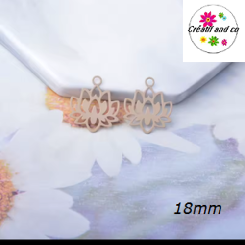 Breloque estampe fleur de nénuphar marron claire 18mm