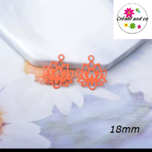 Breloque estampe fleur de nénuphar orange 18mm
