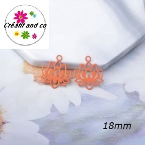 Breloque estampe fleur de nénuphar orange 18mm