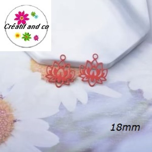 Breloque estampe fleur de nénuphar rouge 18mm