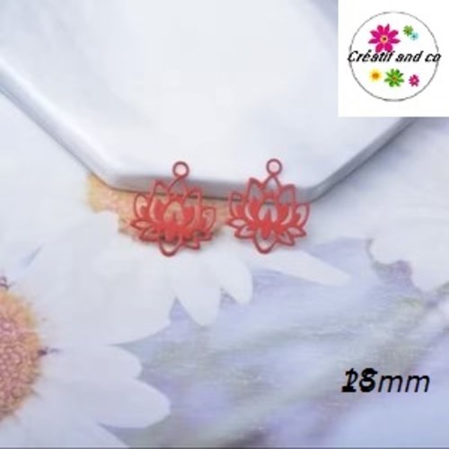 Breloque estampe fleur de nénuphar rouge 18mm