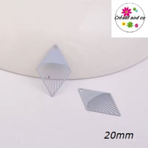 Breloque estampe losange gris 20mm