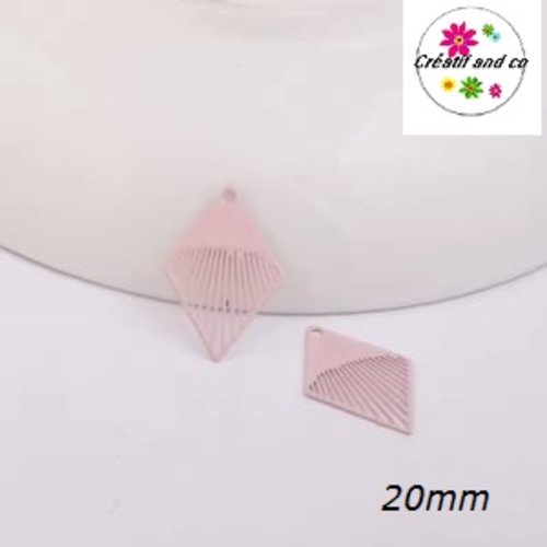 Breloque estampe losange rose 20mm
