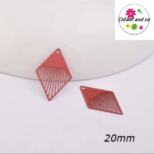 Breloque estampe losange rouge 20mm
