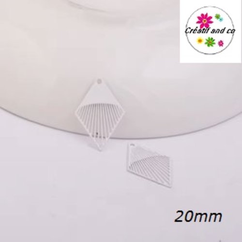 Breloque estampe losange blanc 20mm