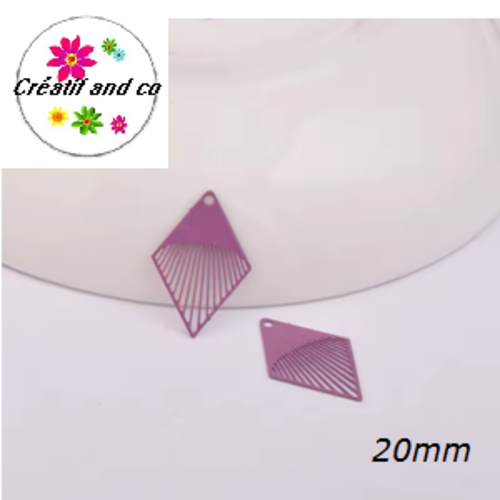 Breloque estampe losange mauve 20mm