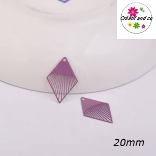 Breloque estampe losange mauve 20mm