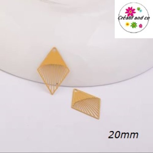 Breloque estampe losange jaune 20mm