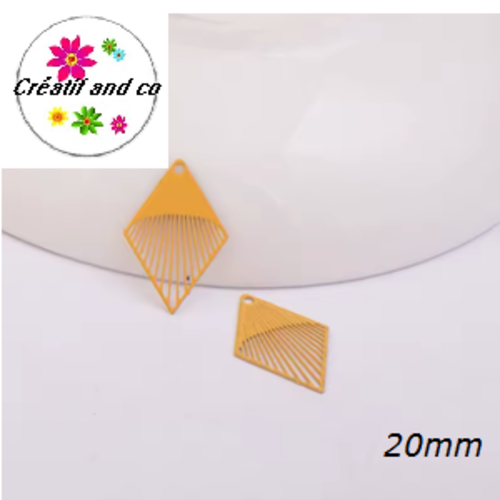 Breloque estampe losange jaune 20mm