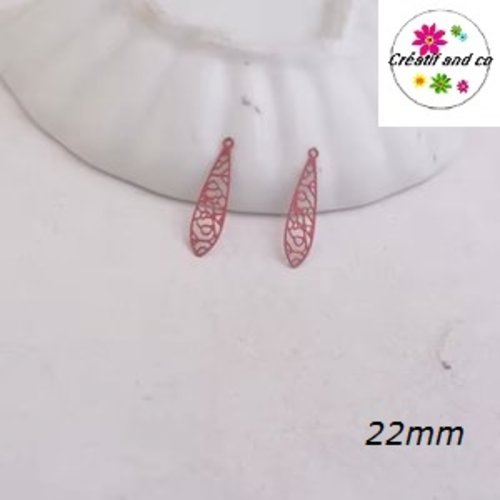 Breloque estampe tige rouge 22mm