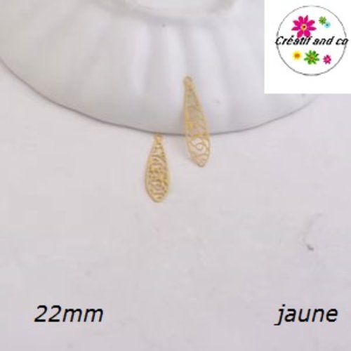 Breloque estampe tige jaune 22mm