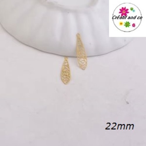 Breloque estampe tige jaune 22mm