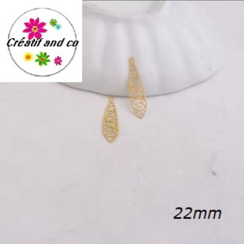Breloque estampe tige jaune 22mm