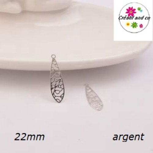 Breloque estampe tige argent 22mm