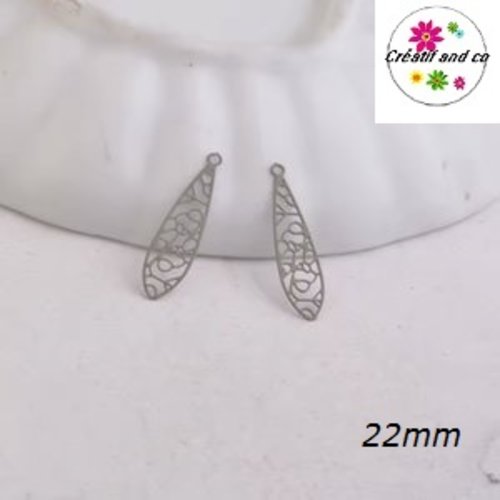 Breloque estampe tige kaki 22mm
