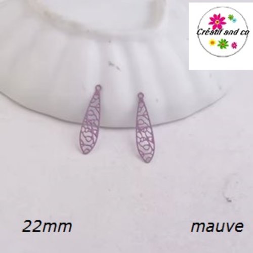 Breloque estampe tige mauve 22mm