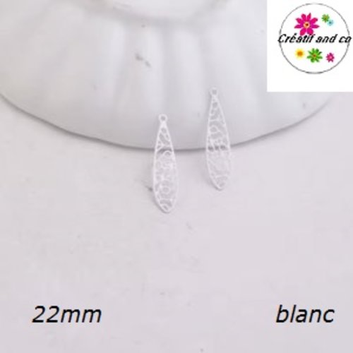 Breloque estampe tige blanche 22mm