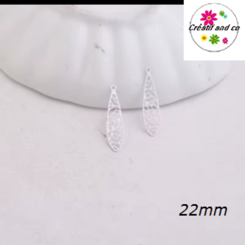 Breloque estampe tige blanche 22mm
